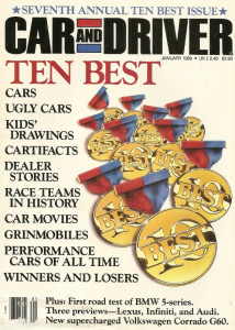 CAR & DRIVER 1989 JAN - BMW 535I, AUDI V8, LEXUS LS400